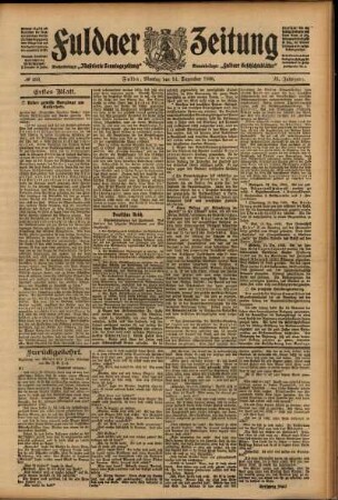 Erste Ausgabe vom Montag, den 14. Dezember 1908.