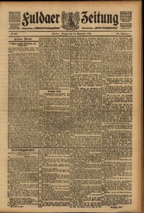 Erste Ausgabe vom Montag, den 14. Dezember 1908.