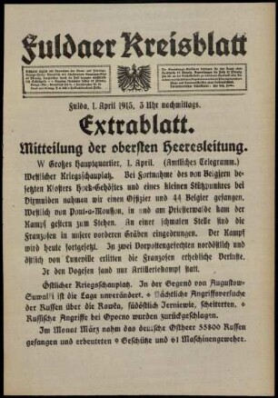 Ausgabe vom Donnerstag, den 01. April 1915.