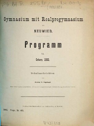 Programm : Ostern ... 1882/83
