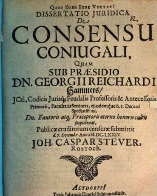 Dissertatio iuridica de consensu coniugali