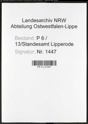 Sterberegister Standesamt Lipperode