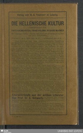 Verlagsveröffentlichungen Verlag B.G. Teubner, Leipzig