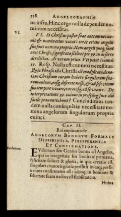 Cap. II. Rei explicatio de Angelorum Bonorum Formali Differentia, Perseverantia Et Confirmatione