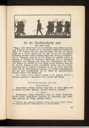 III. In Nordfrankreich 1914