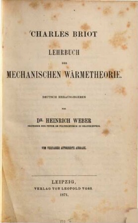 Lehrbuch der mechanischen Wärmetheorie