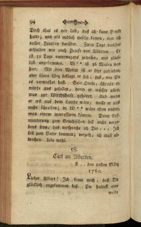 58. Carl an Alberten. K .. den 22sten März 1760.