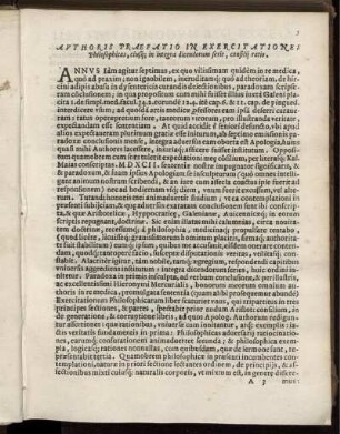 Authoris Praefatio in Exercitationes Philosophicas [...]