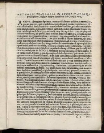 Authoris Praefatio in Exercitationes Philosophicas [...]