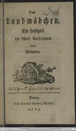 Das Landmädchen : Ein Lustspiel in fünf Aufzügen