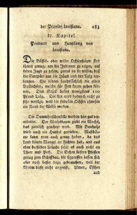 IV. Kapitel. Producte und Handlung von Louisiana.