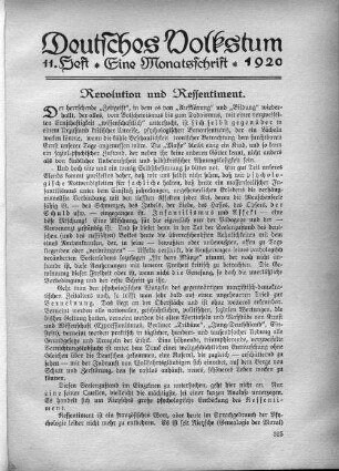 Revolution und Ressentiment.