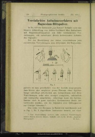 Vereinfachtes Aufnahmeverfahren mit Magnesium-Blitzpulver