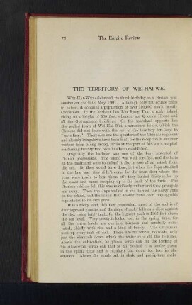 The Territory of Wei-Hai-Wei.