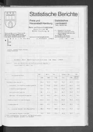 Index der Nettoproduktion im Mai 1983 : Lfd. Nr. 29