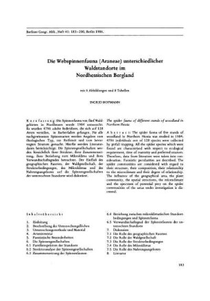 Die Webspinnenfauna (Araneae) unterschiedlicher Waldstandorte im Nordhessischen Bergland