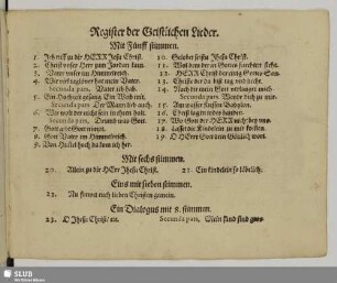 Register der Geistlichen Lieder.