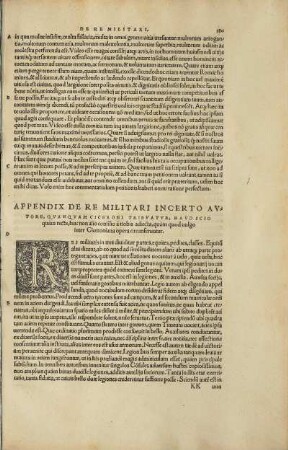Appendix De Re Militari Incerto Avtore, Qvanqvam Ciceroni Tribvtatvr, Havd Scio quam recte, ...