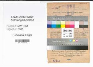 Entnazifizierung Edgar Hoffmann , geb. 24.04.1890 (Beamter)
