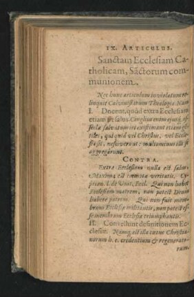 IX. Articulus. Sanctam Ecclesiam Catholicam, Sanctorum communionem.