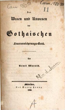 Das Wesen und Unwesen der Gothaischen Feuerversicherungs-Bank