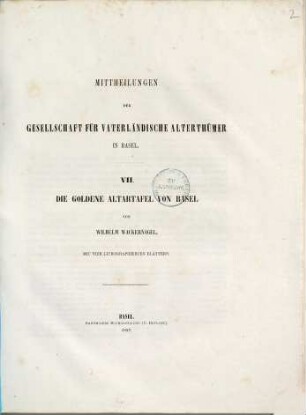 Die Dominikaner Klosterkirche in Basel Von L. A. Burckhardt u. Ch. Riggenbach : Mit 8 lith. Tafeln und 1 Holzschnitt