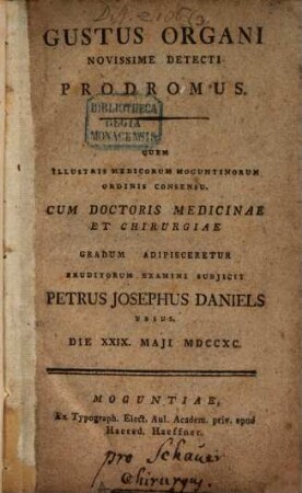 Gustus organi novissime detecti prodromus