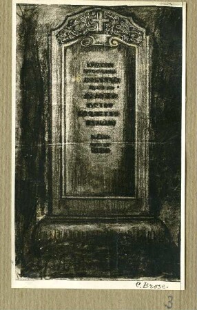 Entwurf eines Grabsteins : Entwurf eines Grabsteins. Zeichnung (wohl um 1910; C. Brose)