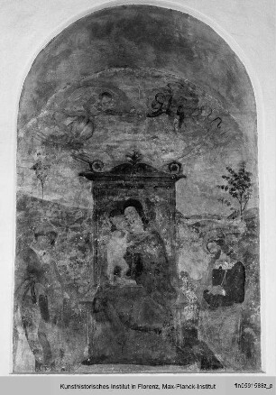 Thronende Madonna mit Kind und Heiligen