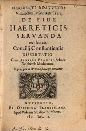 De fide haereticis observanda ... dissertatio