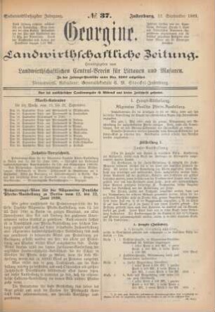 Siebenundfünfzigster Jahrgang. No. 37. Insterburg, 12. September 1889.