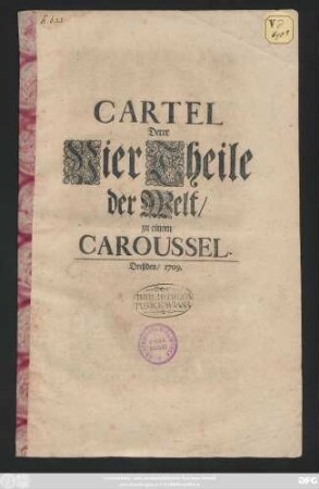 Cartel Derer Vier Theile der Welt, zu einem Caroussel