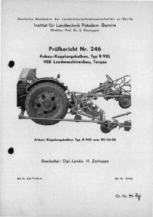 Anbau- Kopplungsbalken, Typ B 910