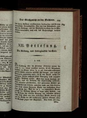 Zwölfte Vorlesung. Die Reibung und Unbiegsamkeit der Seile.