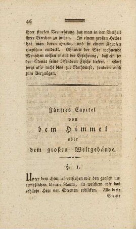 Fünftes Capitel von dem Himmel oder dem großen Weltgebäude