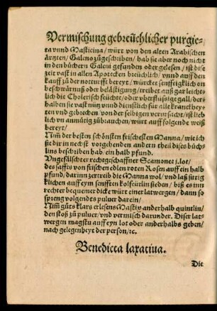 Benedicta laxativa.