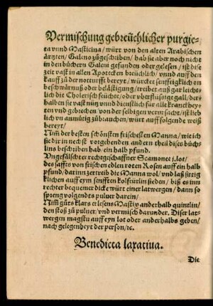 Benedicta laxativa.