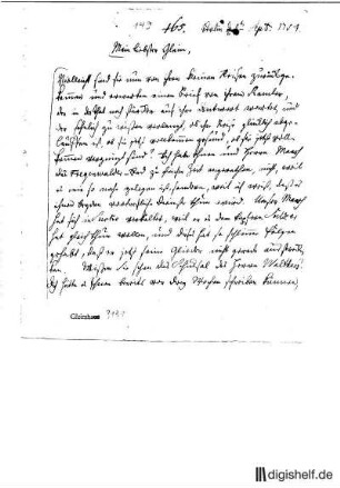 149: Brief von Karl Wilhelm Ramler an Johann Wilhelm Ludwig Gleim