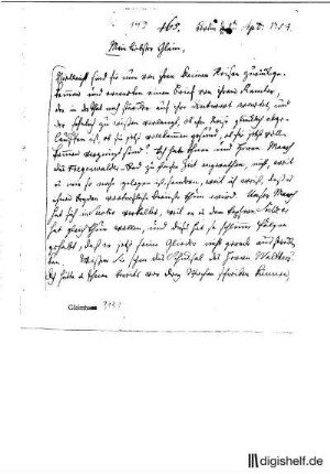 149: Brief von Karl Wilhelm Ramler an Johann Wilhelm Ludwig Gleim
