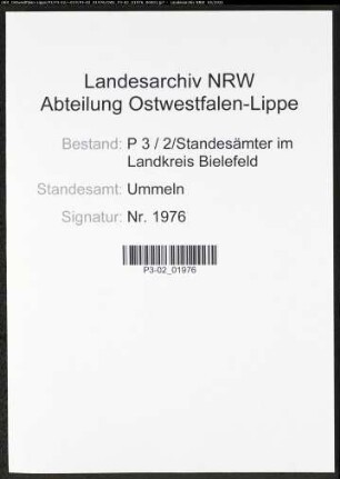 Heiratsregister Standesamt Ummeln