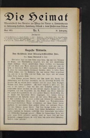 Mai 1921. Nr. 5. 31. Jahrgang.