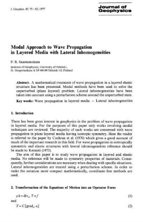 Modal approach to wave propagation in layered media with lateral inhomogeneities