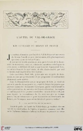 4. Pér. 5.1911: L' autel du Val-e-Grâce et les ouverages du Bernin en France