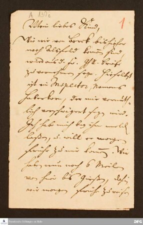 Brief von August Hermann Francke an Anna Magdalena Francke.