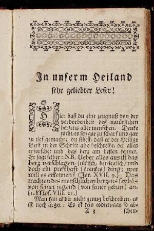 In unserm Heiland sehr geliebter Leser!