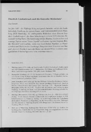 Friedrich Lindenbruch und die Gottorfer Bibliothek