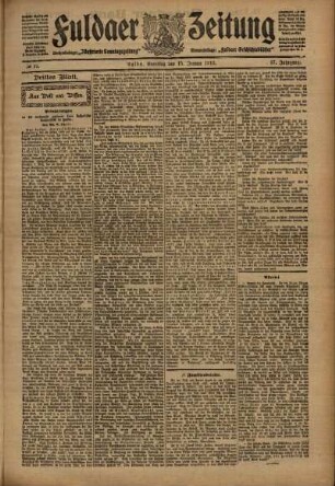 Dritte Ausgabe vom Samstag, den 15. Januar 1910.
