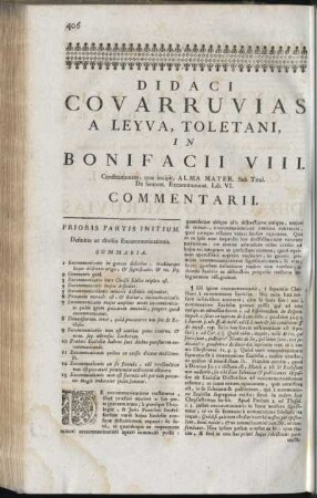 Didaci Covarruvias ... In Bonifacii VIII. ... Commentarii