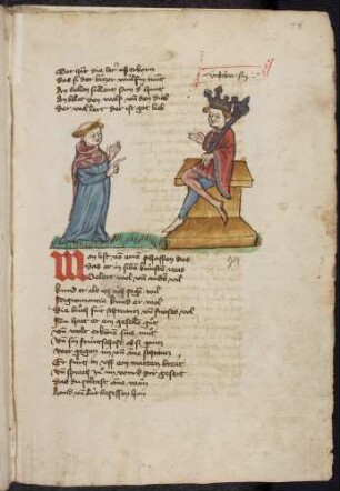 Priester, der Schwarzkünstler ist, vor einem König, (Von einem Schwarzkünstler; Kapitel XCIV nach Pfeiffer)