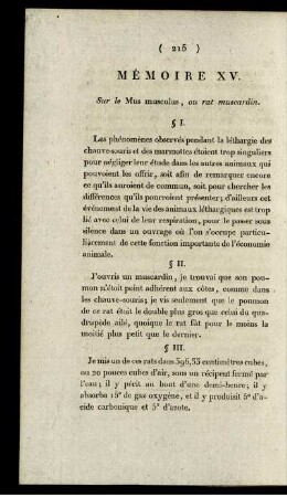 MEMOIRE XV.